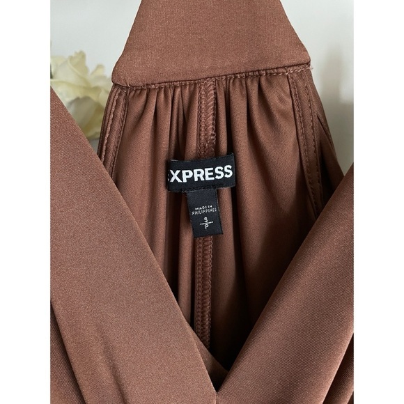 Gorgeous Express Brown Tie-front blouse, Size Small - Picture 2 of 8